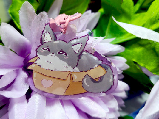 Kawaii Cat in a box Acrylic Charm - #shop_name