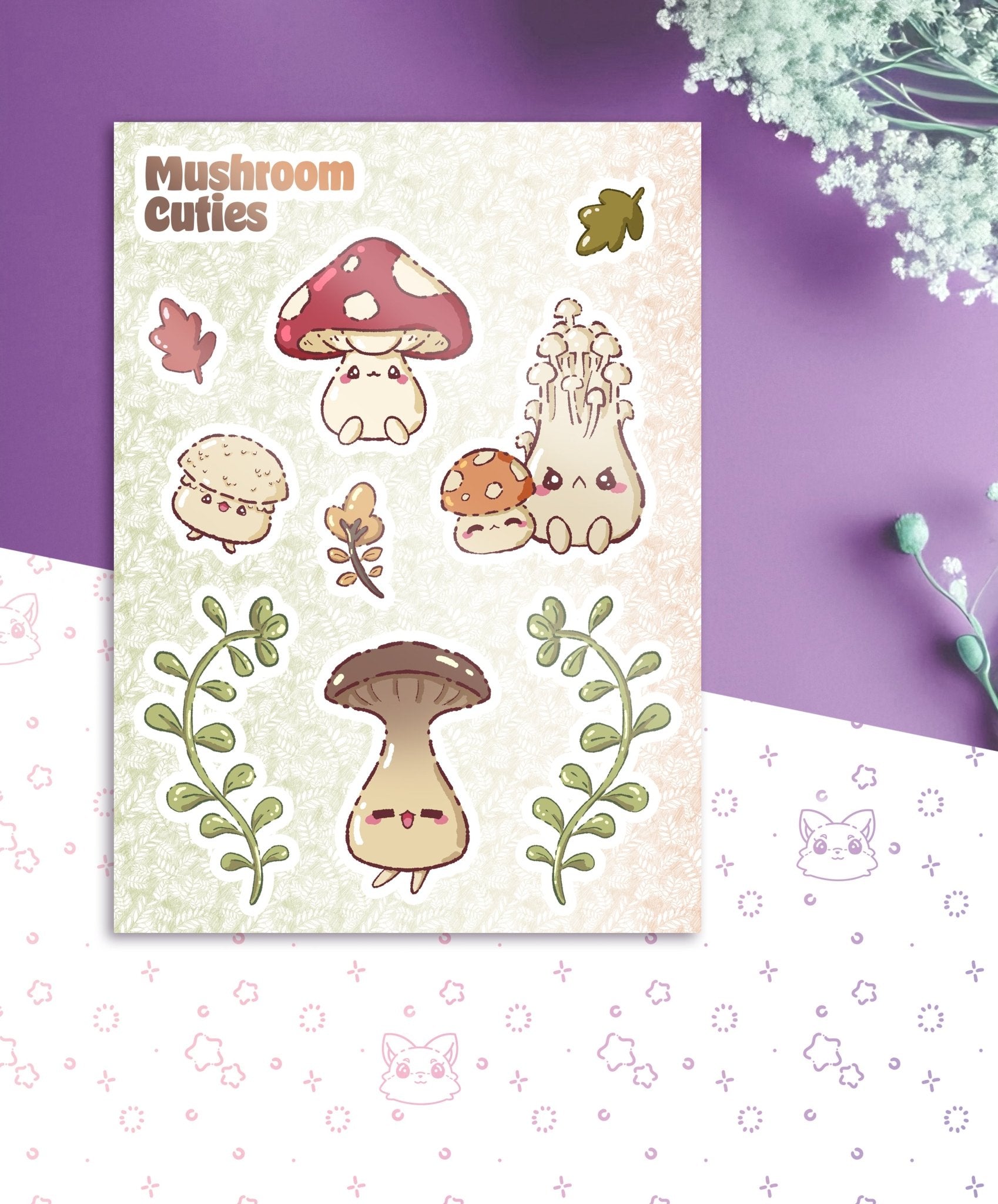 Kawaii Mushrooms Sticker Sheet - #shop_name