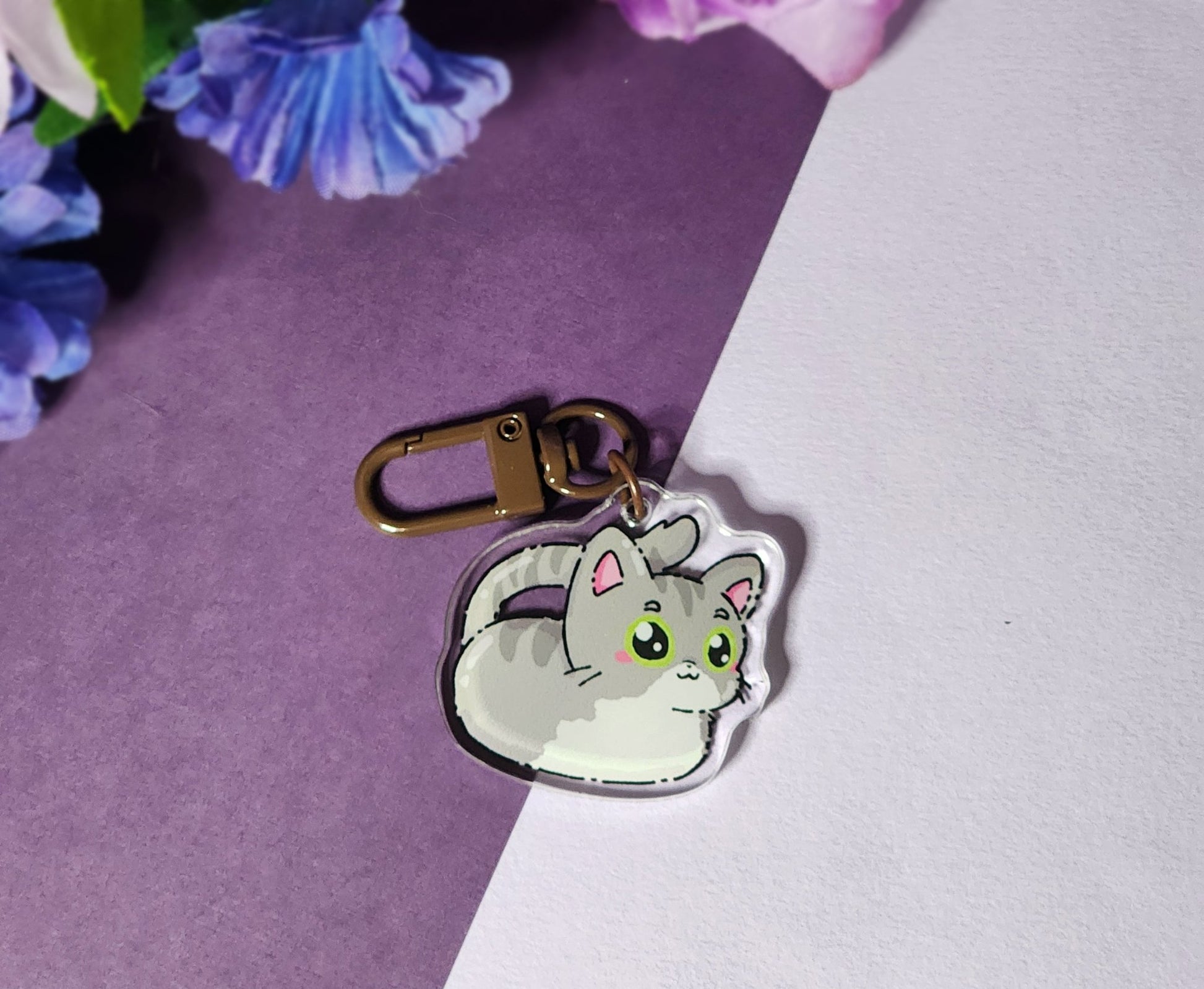 Lil Loaf - Grey Tabby Acrylic Charm - #shop_name