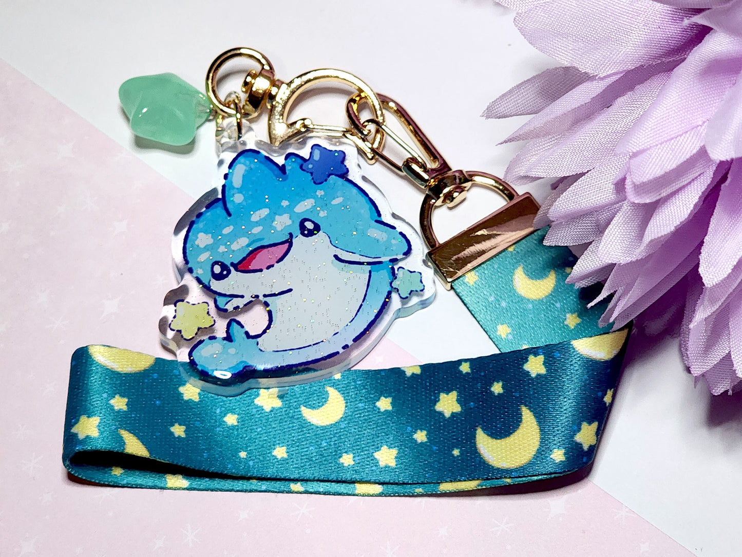 Star Whale Shark Acrylic Charm Wrist Lanyard